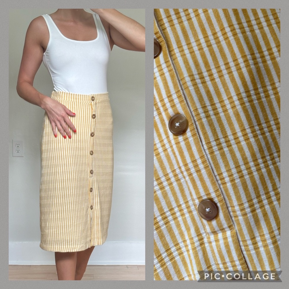 LC Lauren Conrad Yellow Striped Midi Skirt